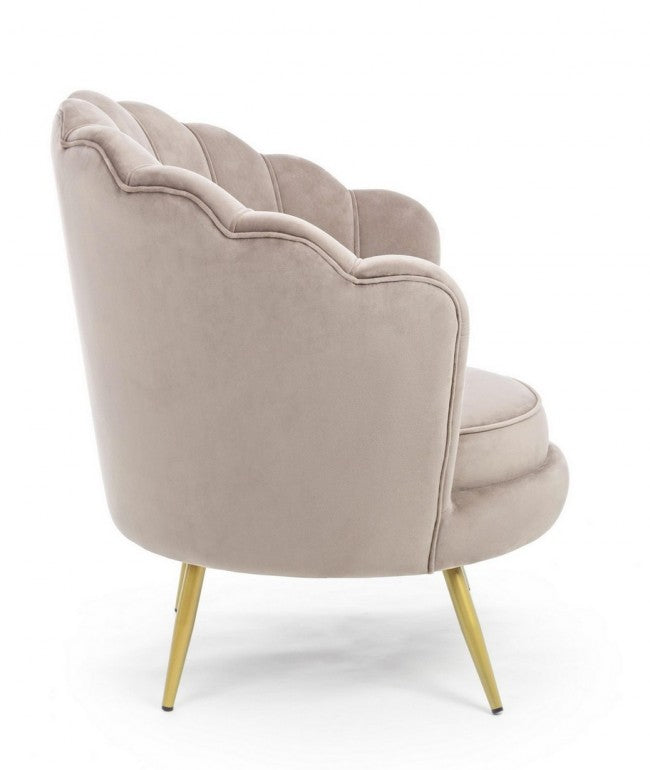 Fauteuil rétro en velours gris clair, modèle paon