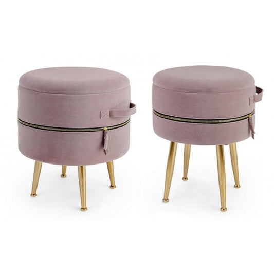 Lot de deux poufs roses avec ouverture