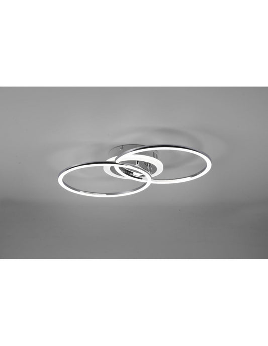 Plafonnier Cercles Chrome Led Variateur 4000k Venida Trio Lighting