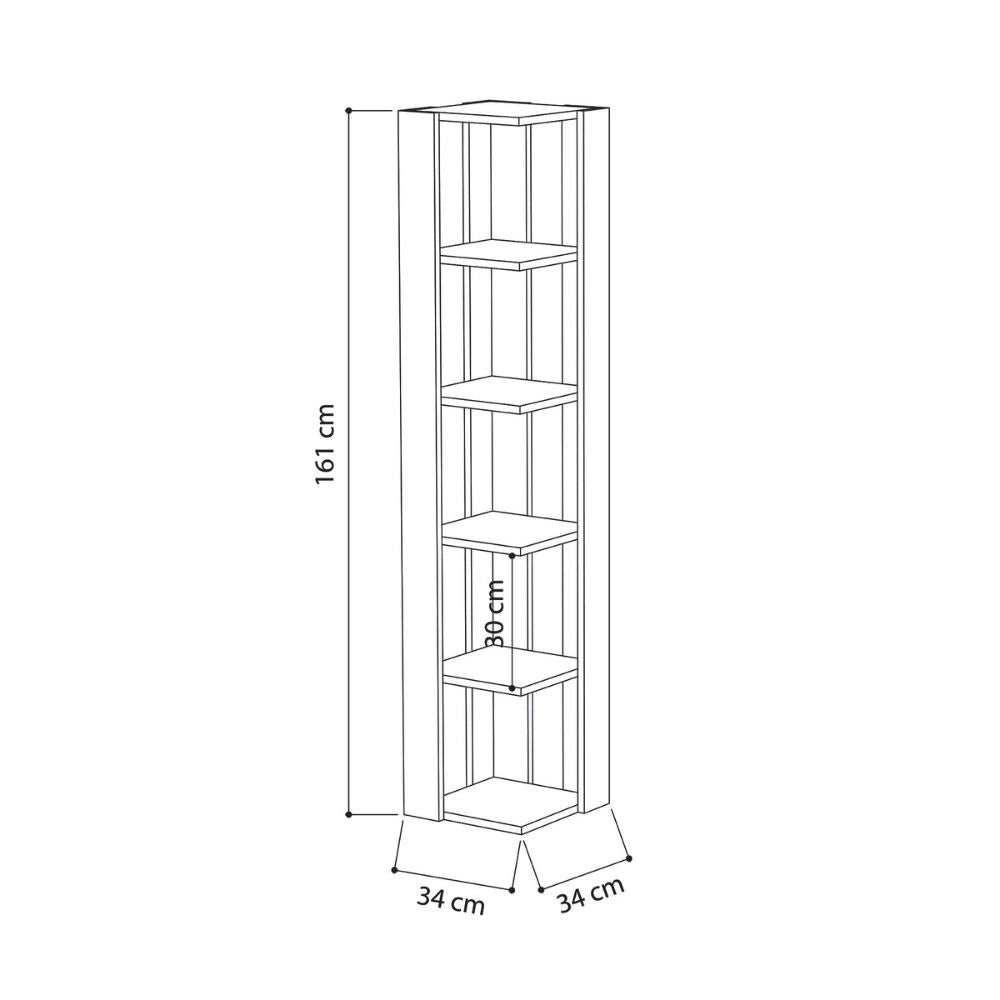 Bibliothèque d'angle Nati blanche avec 5 étagères