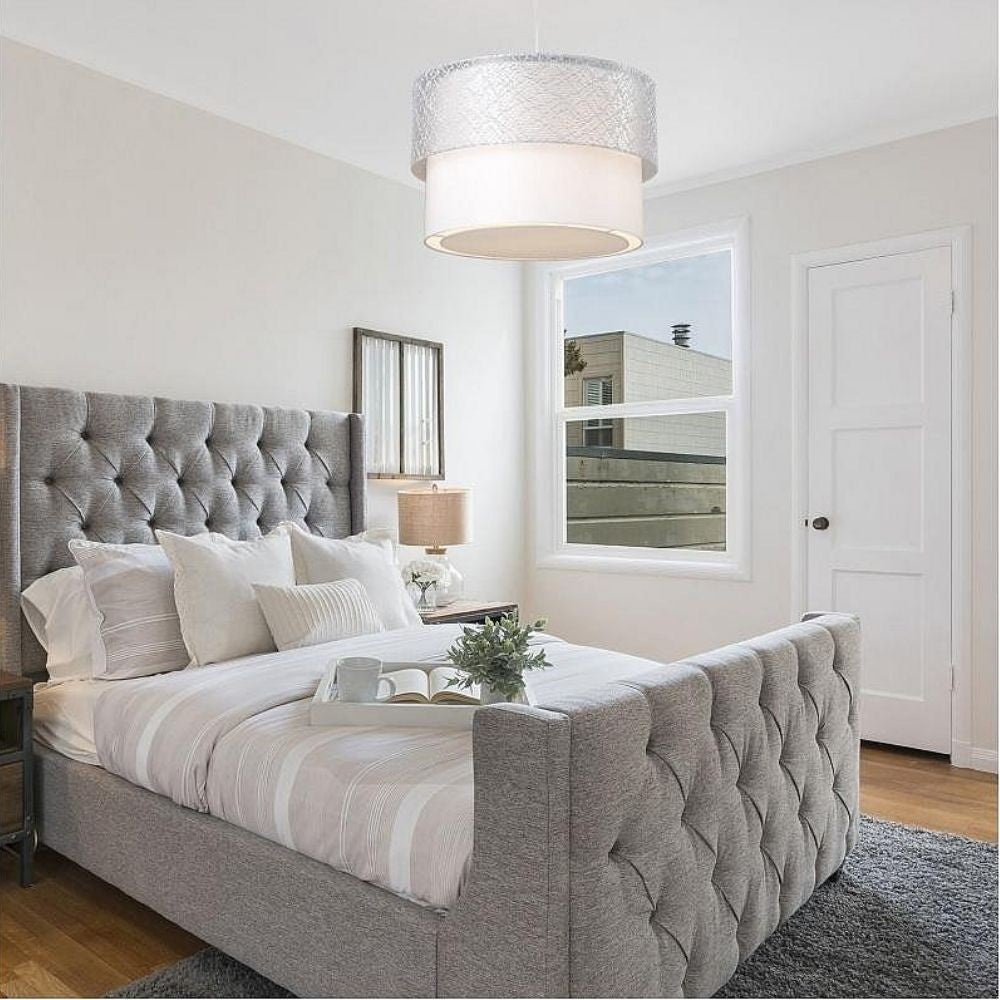 Lampe à suspension Polo MDL2355 en tissu gris