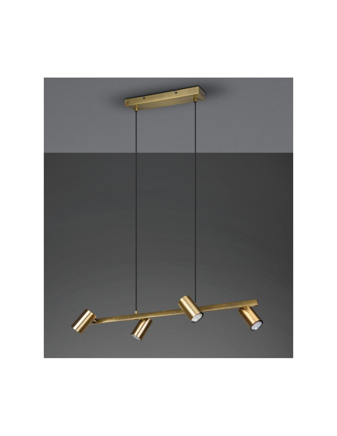 Suspension 4 Spots GU10 Orientables Marley Laiton Vieilli Trio Éclairage