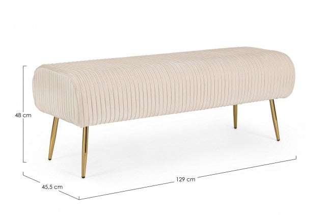 Selena Crema Banquette 2 places en velours 129x45,5x48 cm