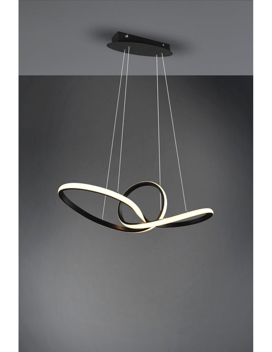 Sansa Suspension Led 28w Dimmable Noir L80 cm Trio Lighting