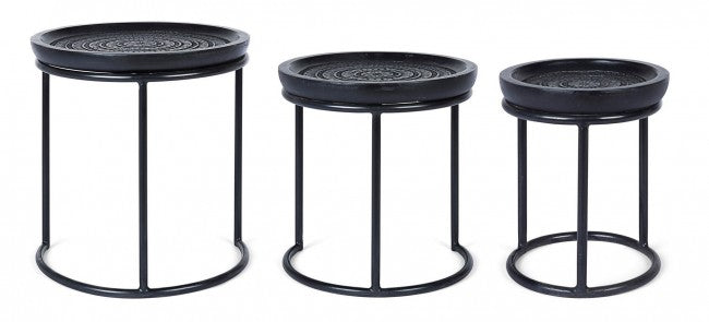 Suite de 3 tables basses design Kirtan noires