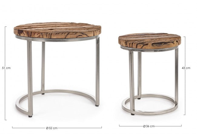 Ensemble de 2 tables basses modernes en bois et métal Rafter