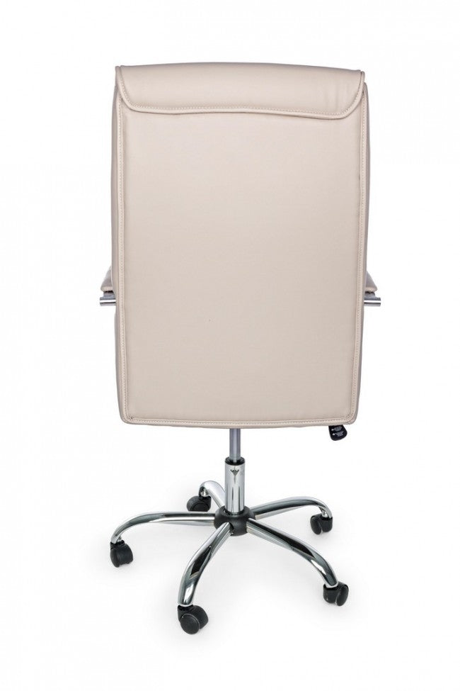 Fauteuil de bureau Queensland avec accoudoirs en éco-cuir gris tourterelle