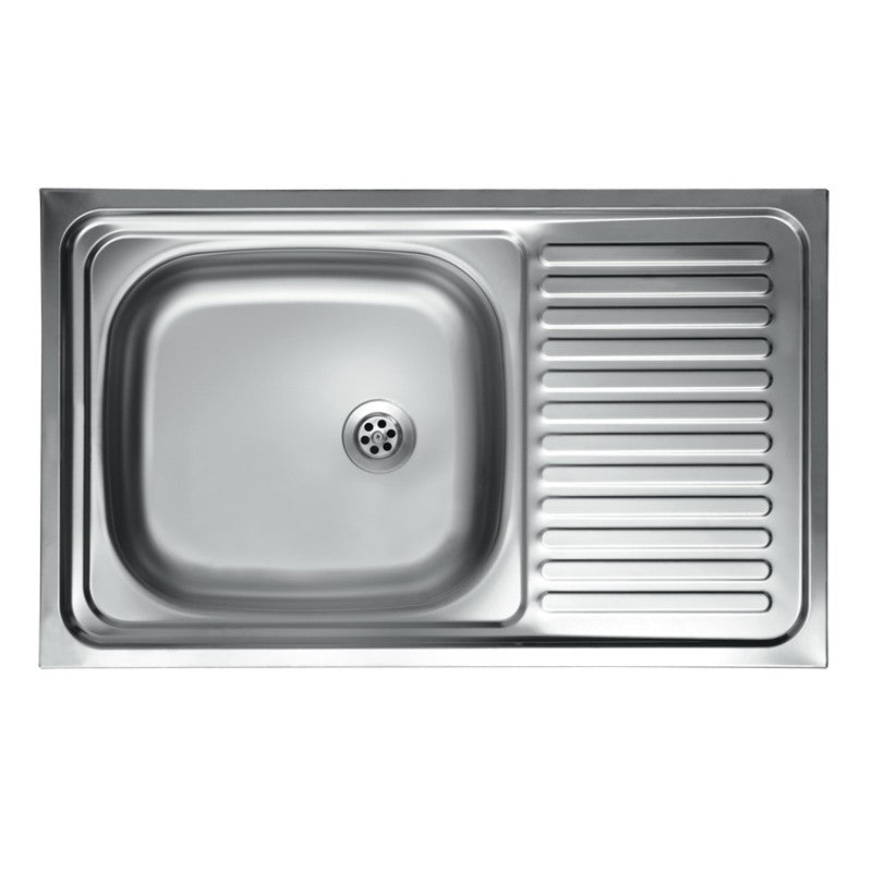 Lavello cucina vasca con gocciolatoio dx acciaio da appoggio 50x90 cm (N118DX) EFFEZ