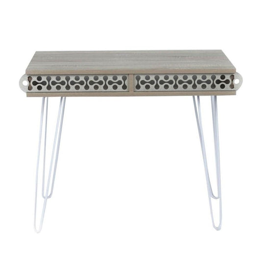 Bureau Ilia avec pieds en métal blanc et plateau en chêne 96x51x75 HMT190642