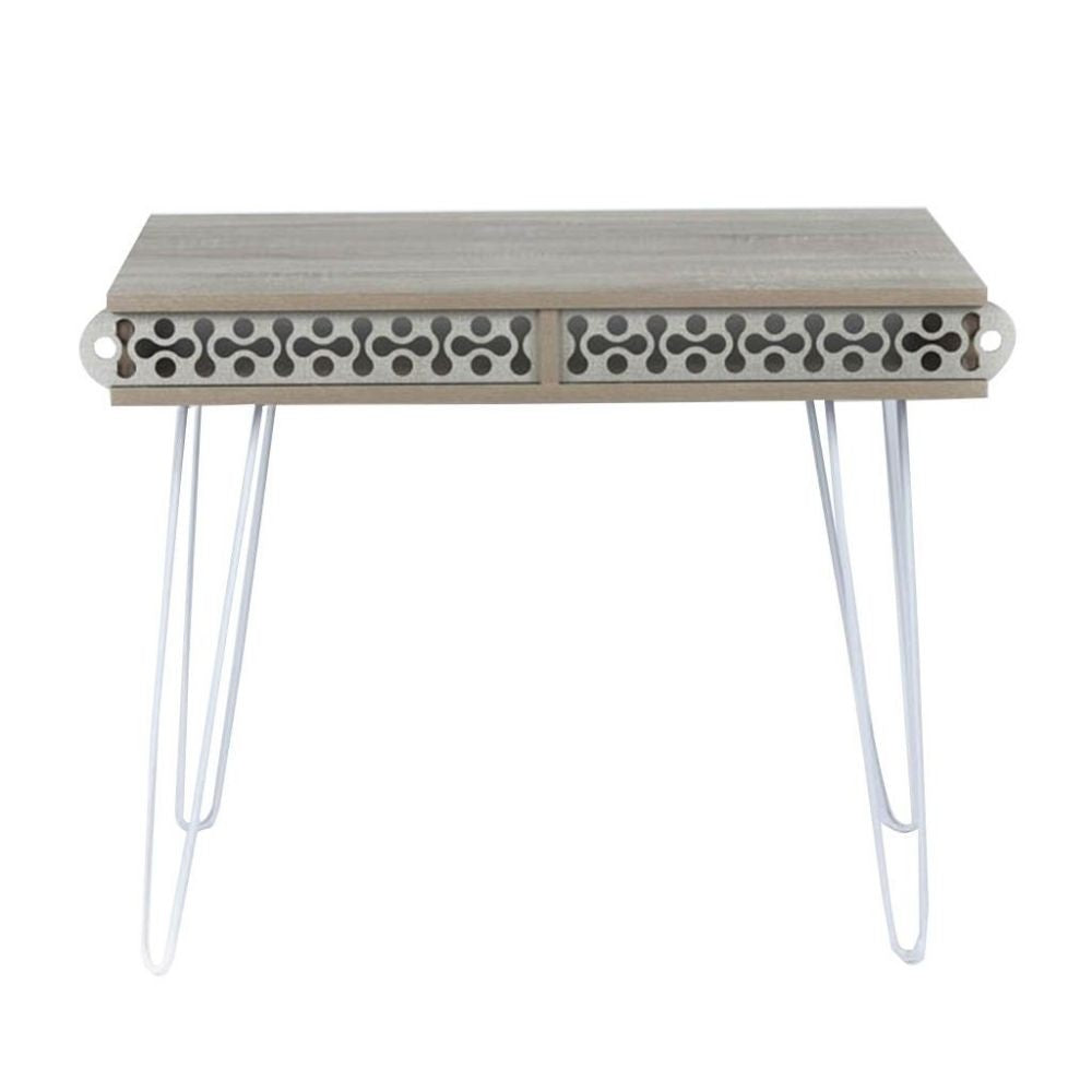Bureau Ilia avec pieds en métal blanc et plateau en chêne 96x51x75 HMT190642