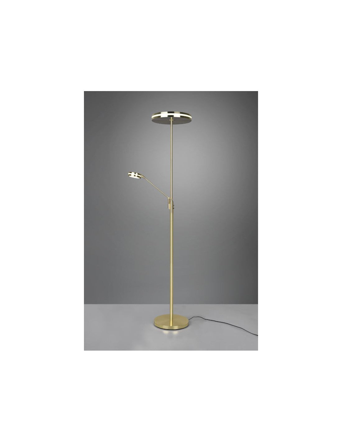 Lampadaire Tactile Variateur Led Avec Spot De Lecture Franklin Laiton Satiné Trio Éclairage