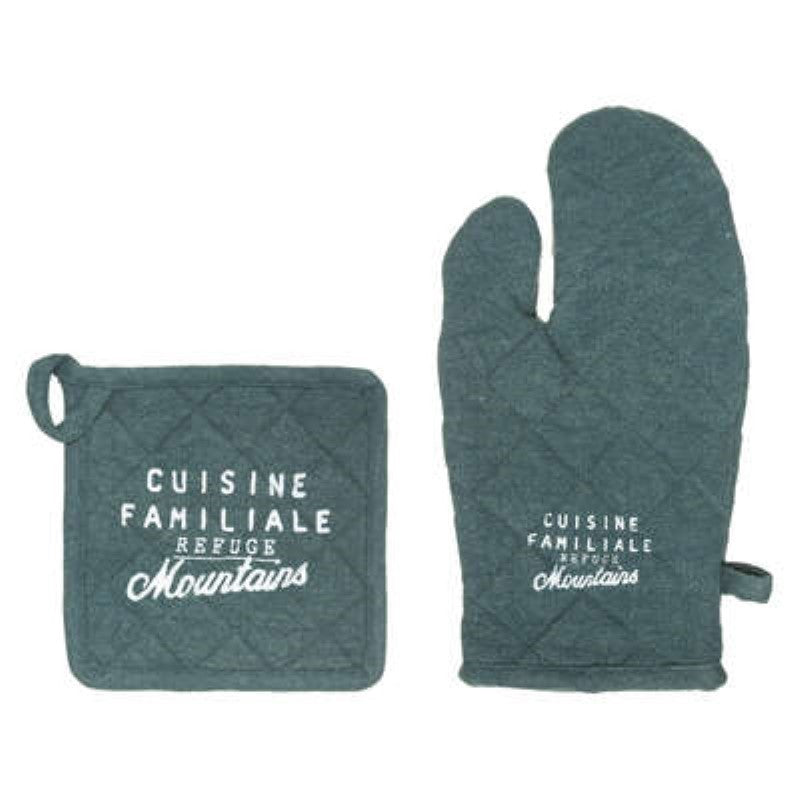 Gant et manique Wilde, couleur bleu canard