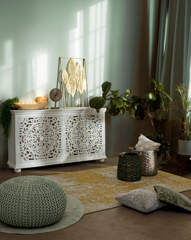 Pouf tressé menthe Bizzotto 80 cm