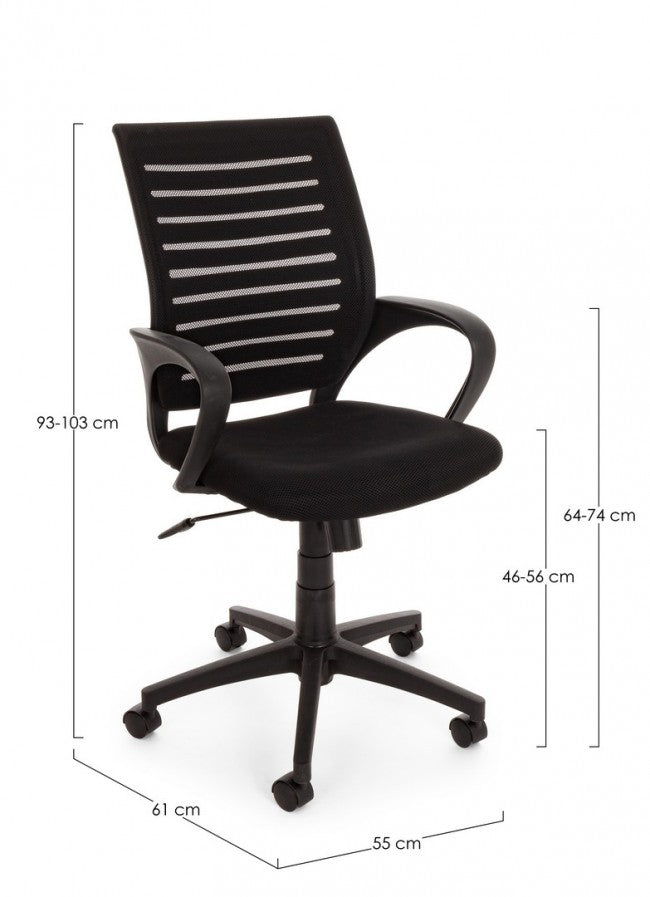 Chaise de bureau noire avec roulettes et accoudoirs