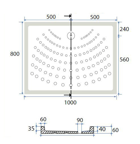 Receveur de douche rectangulaire H6 en céramique Dianhydro