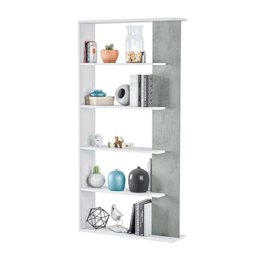 Bibliothèque design ouverte blanc ciment 90 x 25 x 180 h cm