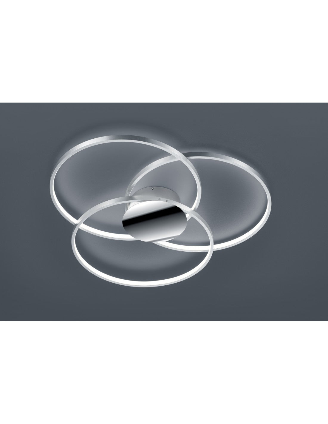 Plafonnier LED Sedona Chrome 3 Cercles Gradable Ø80 cm Trio Lighting