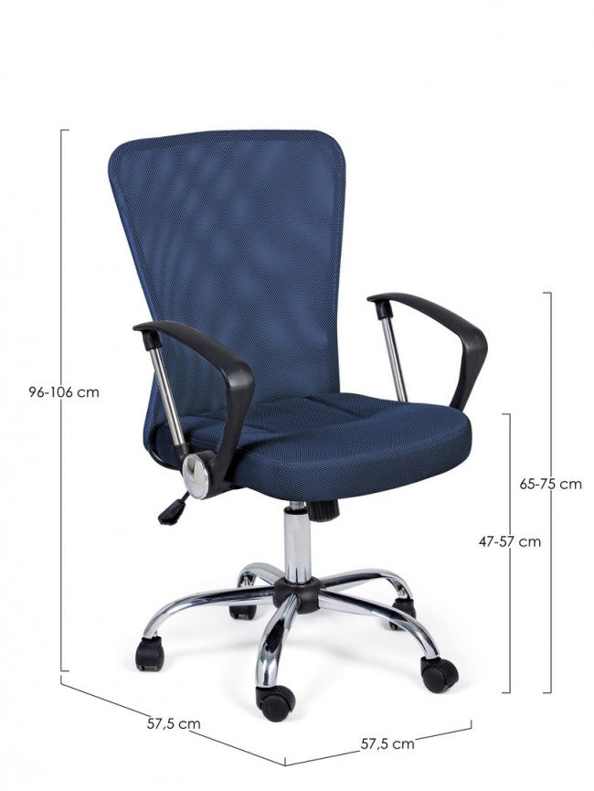 Chaise de bureau Brisbane en tissu bleu