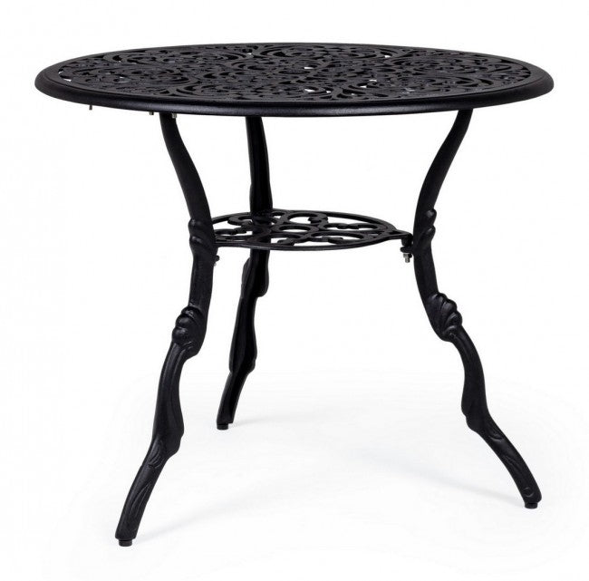 Table d'extérieur VICTORIA en aluminium anthracite diamètre 80 x h67 cm