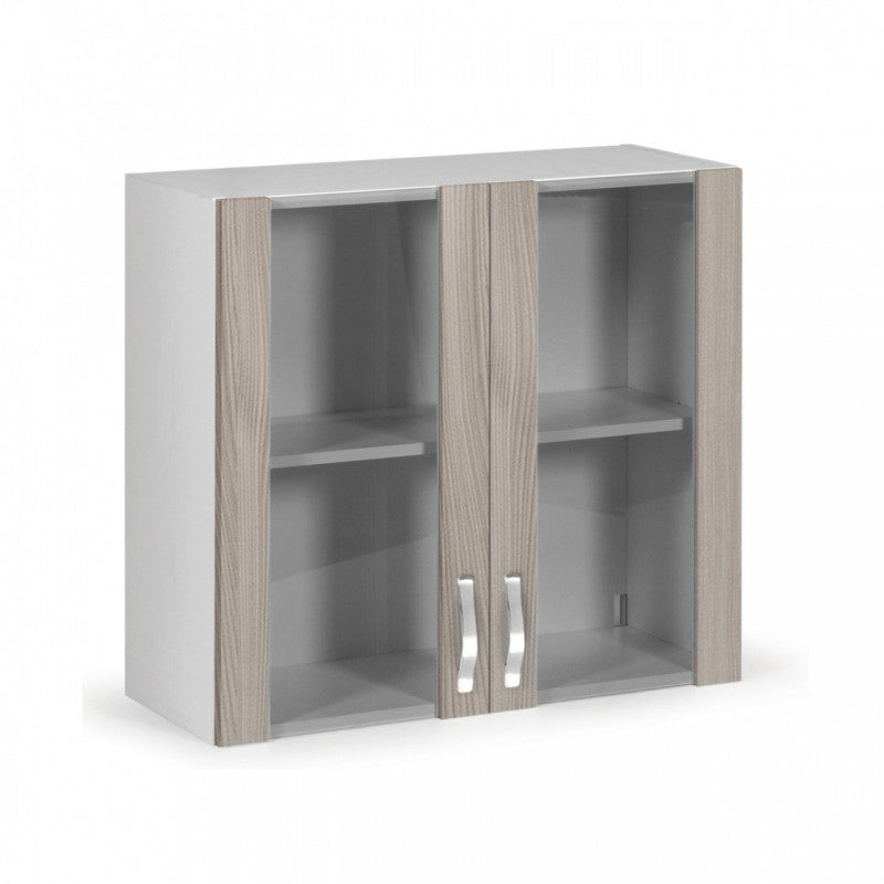 Vitrine à deux portes en bois d'orme H.72x80x32 cm