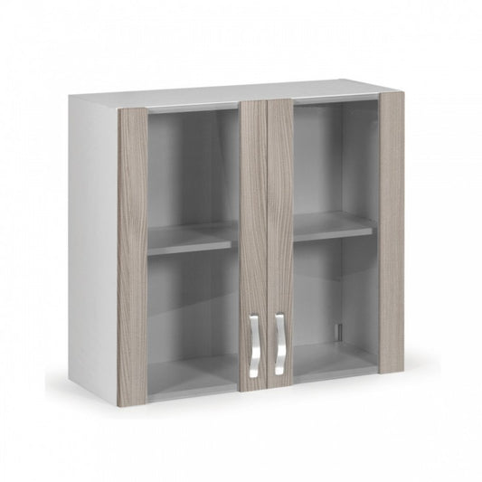 Vitrine à deux portes en bois d'orme H.72x80x32 cm