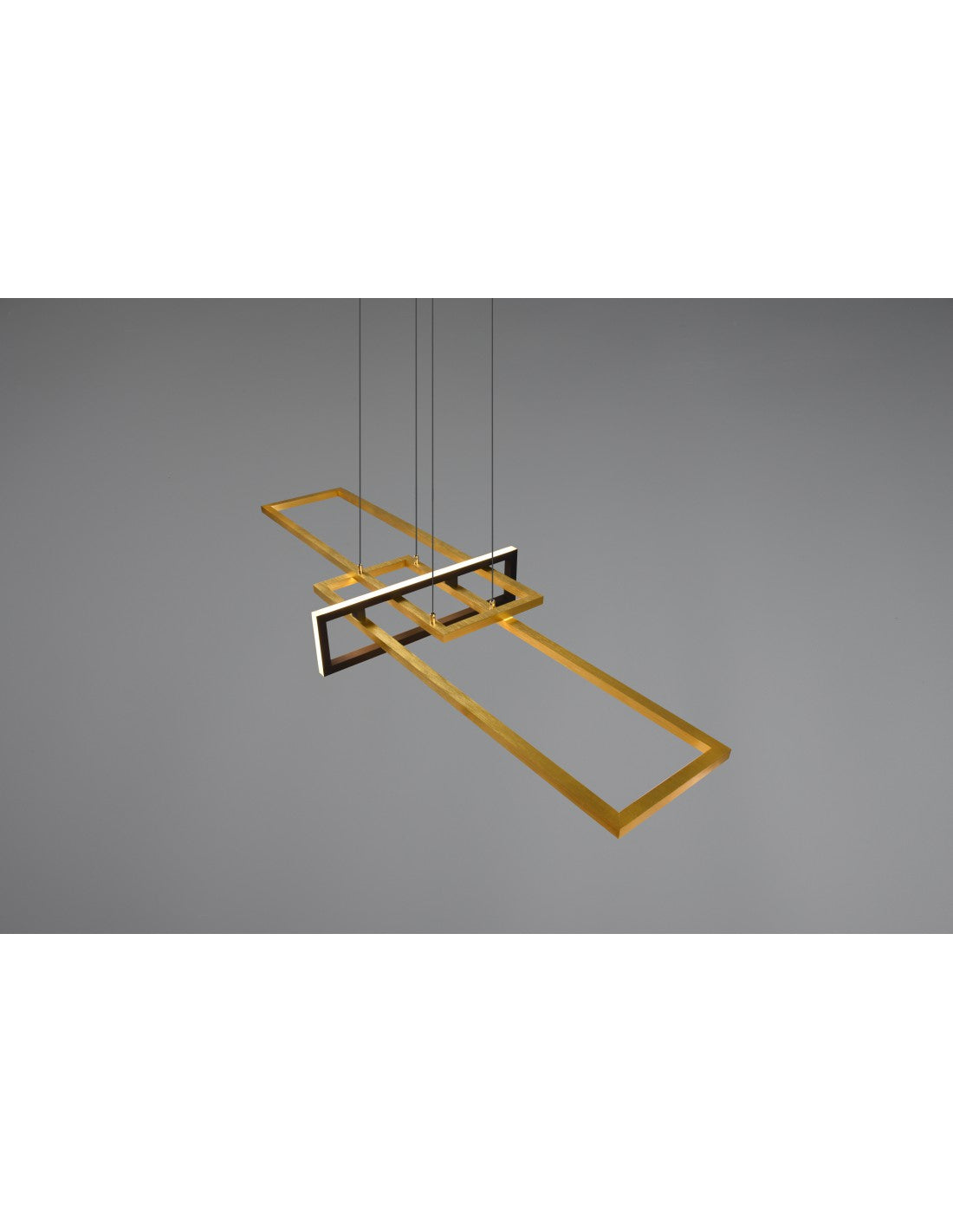 Salinas Suspension 3 Rectangles LED 34w Doré-Noir L110 cm Dimmable Trio Éclairage