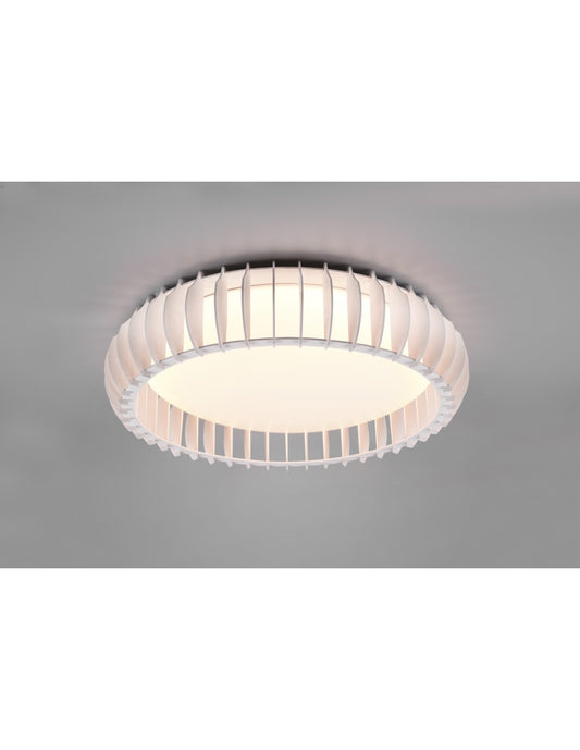 Plafonnier rond en bois blanc LED 38w variateur Monte Trio Lighting