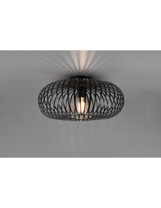 Plafonnier Cage Métal Noir Ellipse Johann Ø40 cm Trio Lighting