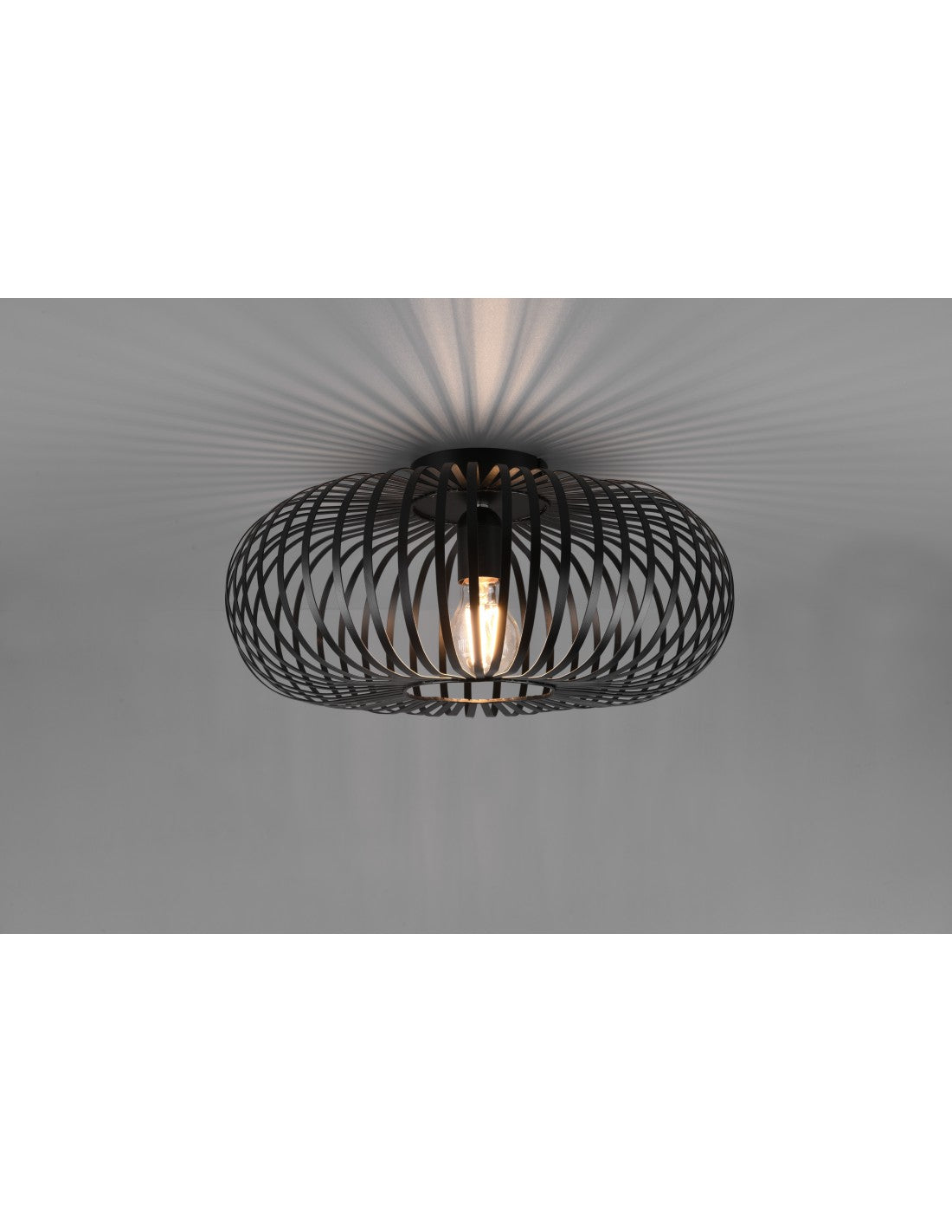 Plafonnier Cage Métal Noir Ellipse Johann Ø40 cm Trio Lighting