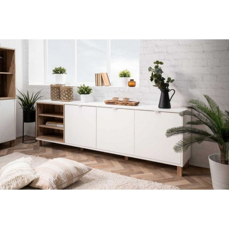 Madia 3 ante bianco rovere 200x35xh.64,5 cm EFFEZ