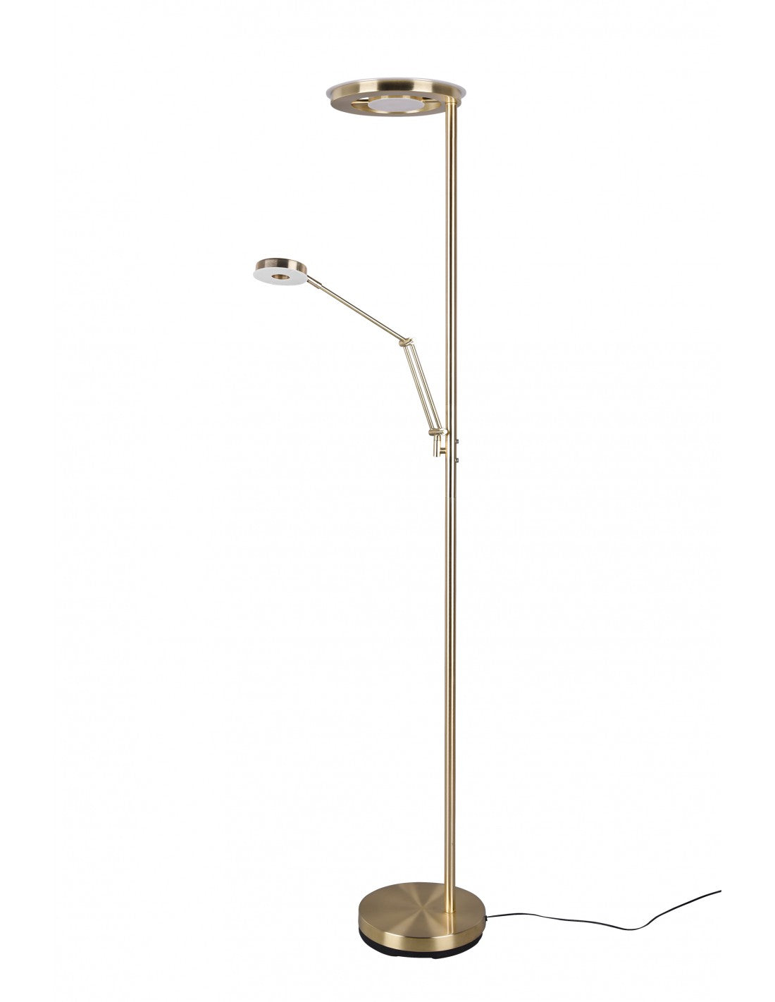 Lampadaire LED moderne avec spot de lecture à intensité variable Barrie Brass Trio Lighting