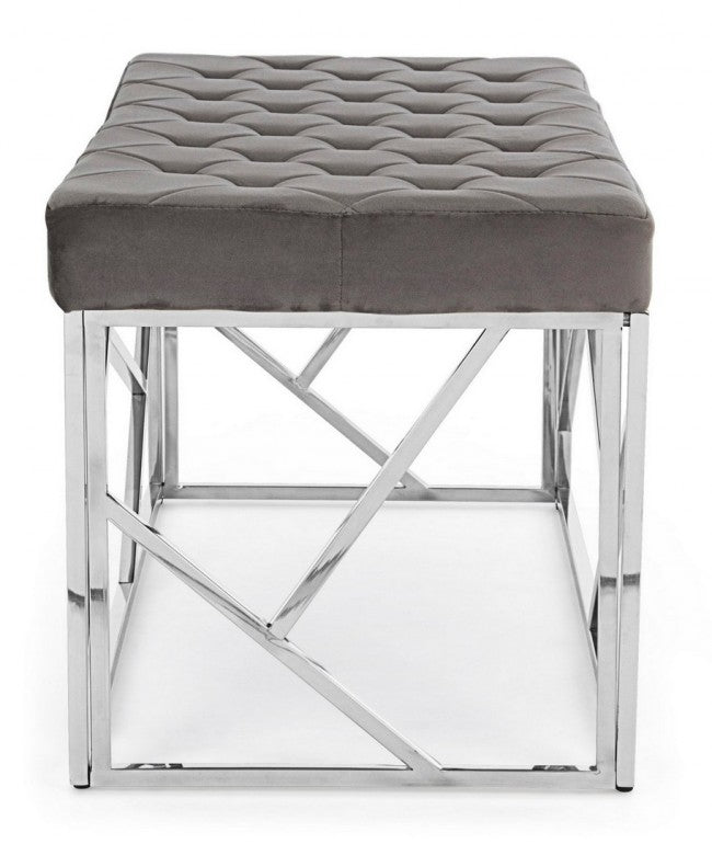 Banquette Rayan en velours gris 97x44 cm
