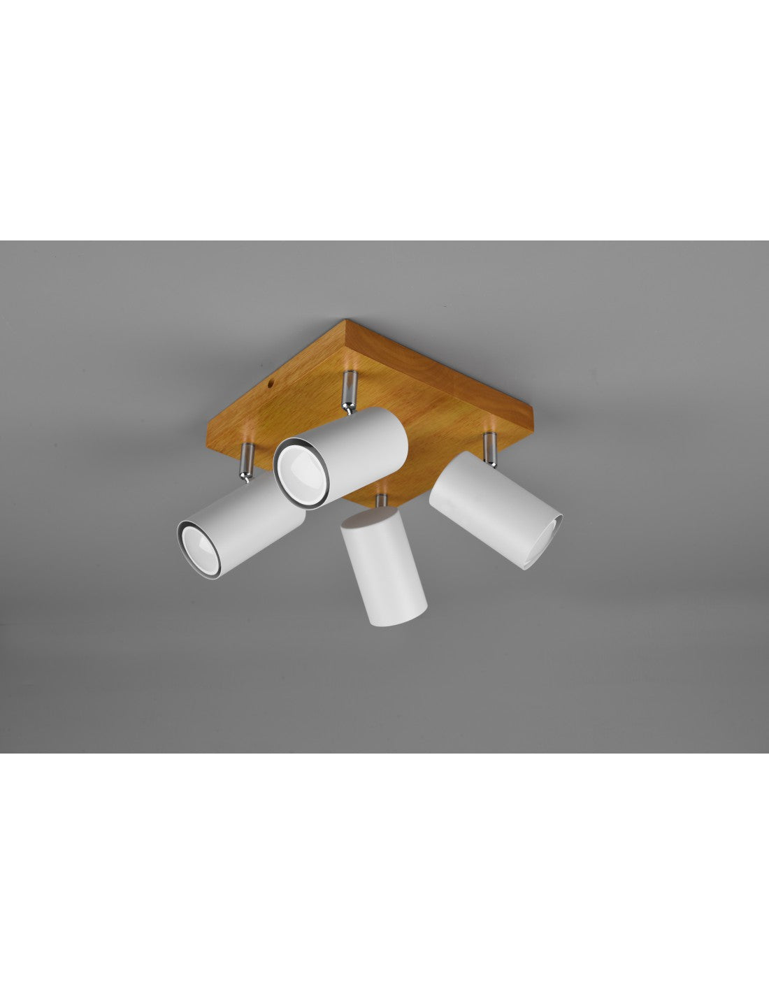 Spot Marley 4 Spots GU10 Blanc Et Bois 22x22 cm Trio Lighting