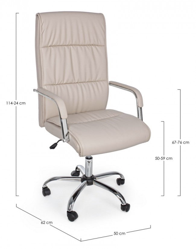 Fauteuil de bureau Queensland avec accoudoirs en éco-cuir gris tourterelle