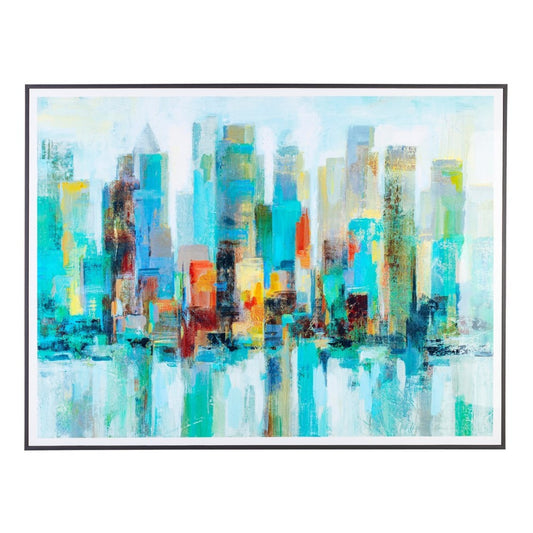 Tableau ville horizon avec cadre 120x90 cm