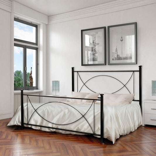 Lit double en fer avec pied de lit Nero LAGUNA 166x208x h117 cm