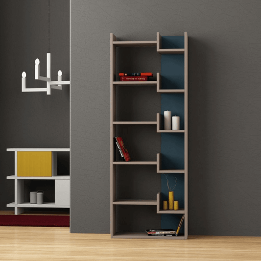 Bibliothèque Oppa gris tourterelle turquoise 60x162