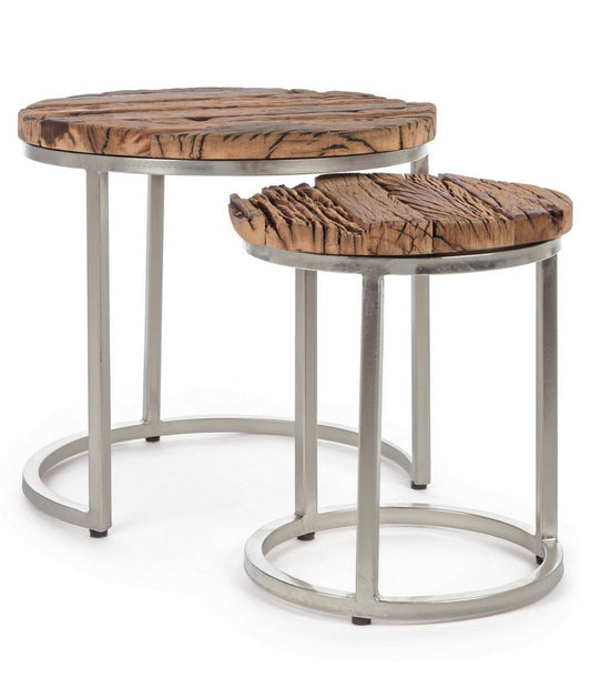 Ensemble de 2 tables basses modernes en bois et métal Rafter