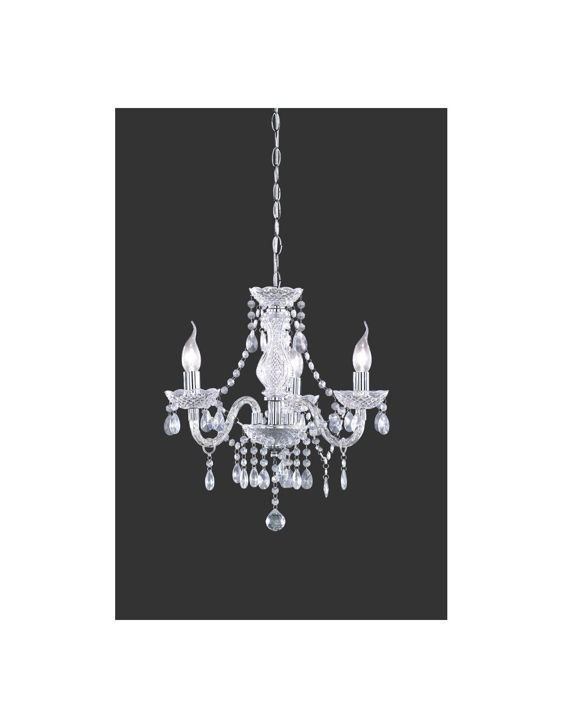 Lustre Classique avec Bras Lüster 3 Lumières Chrome Transparent Suspensions Trio Lighting