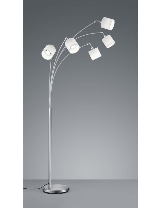 Lampadaire Tommy Nichel 5xE14 Tissu Blanc H200 cm Trio Lighting