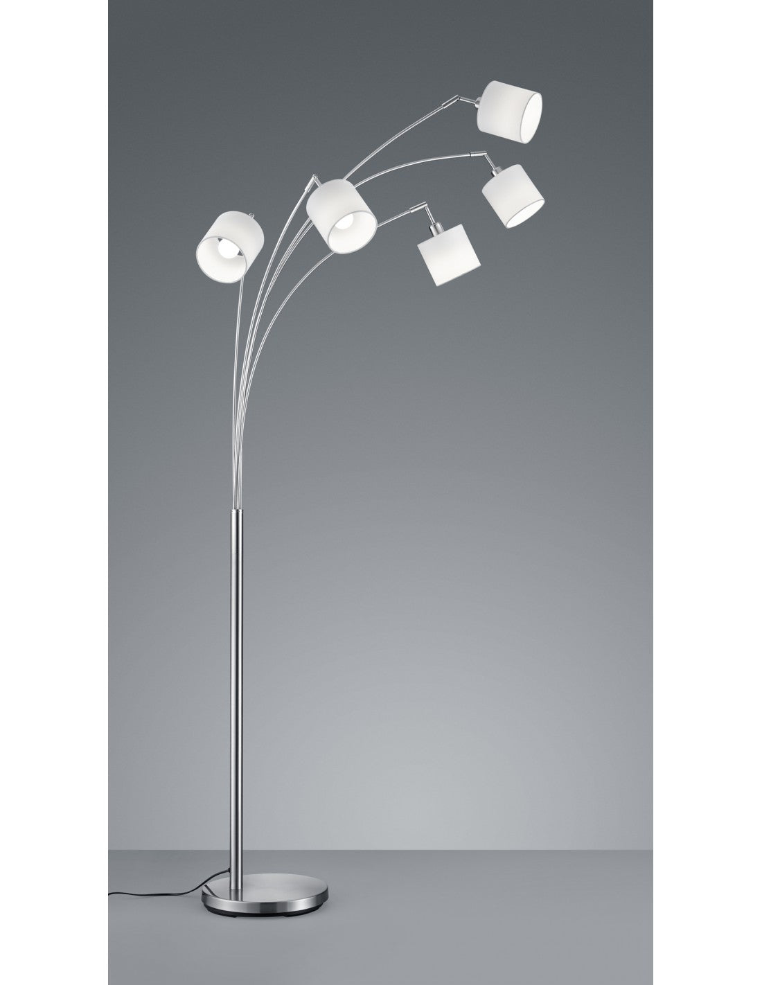 Lampadaire Tommy Nichel 5xE14 Tissu Blanc H200 cm Trio Lighting