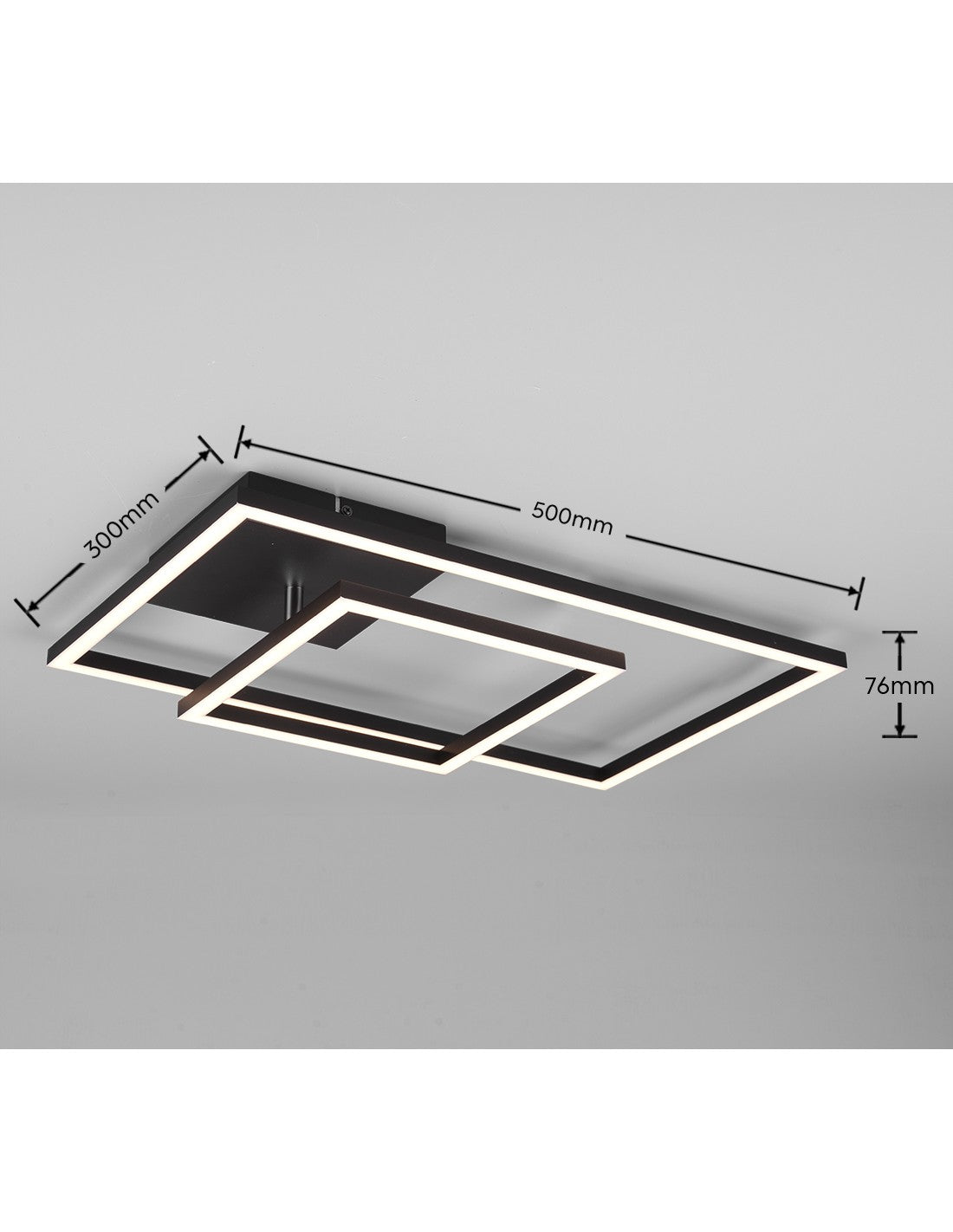 Plafonnier Carré Réglable Led Gradateur Pan Noir Trio Éclairage