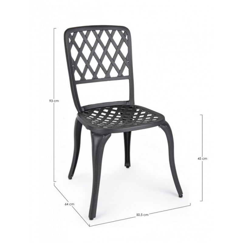 Chaise extérieure en aluminium anthracite 44 x 46 x 89h cm