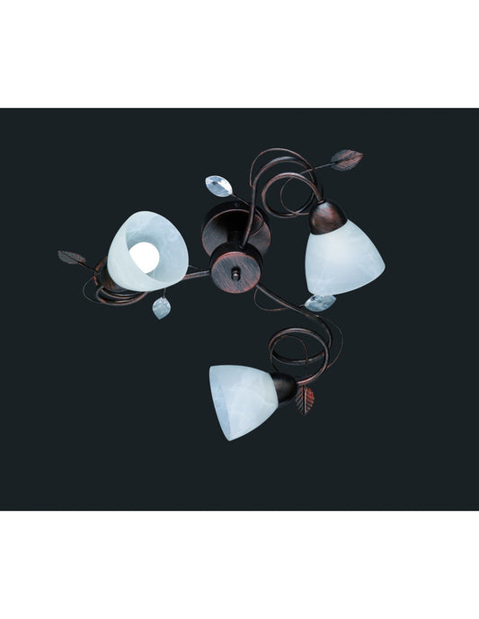 Plafonnier rustique 3xE14 Traditio Rouille Blanc Coupelles en Verre Ø61 cm Trio Lighting