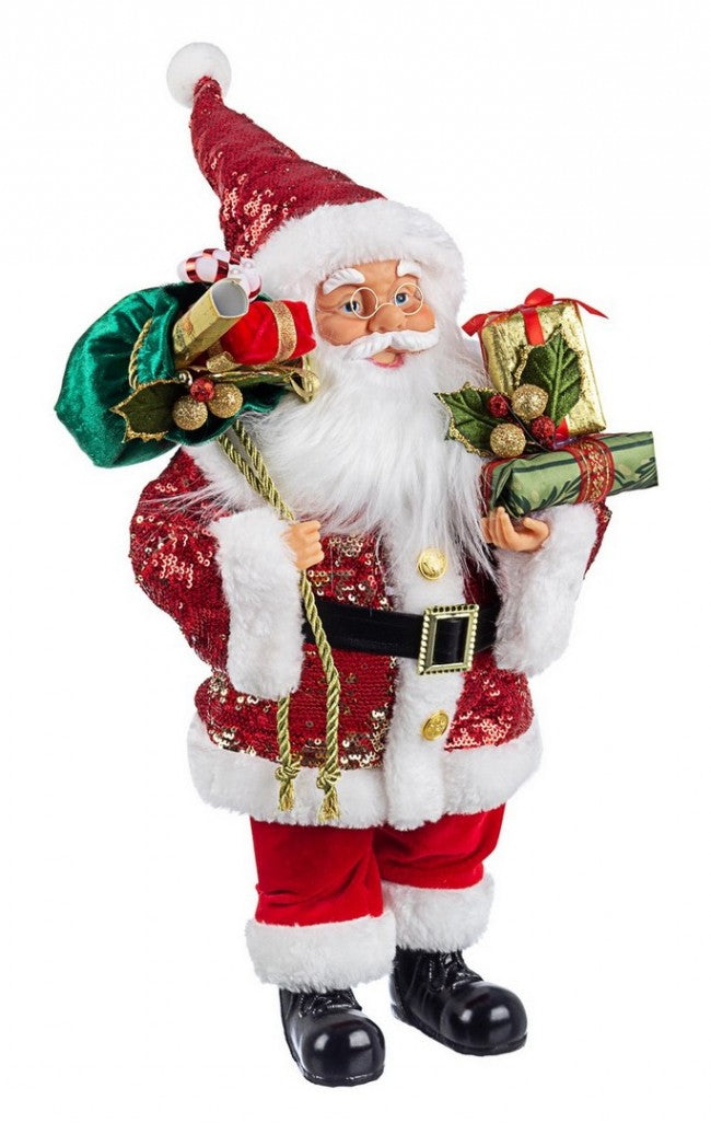 4x Support à Paillettes Père Noël Rouge M