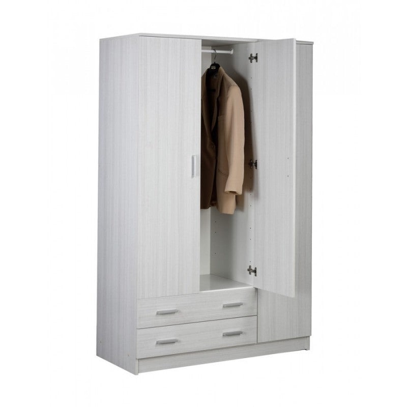Armoire blanche trois portes deux tiroirs 115x52x h180 cm