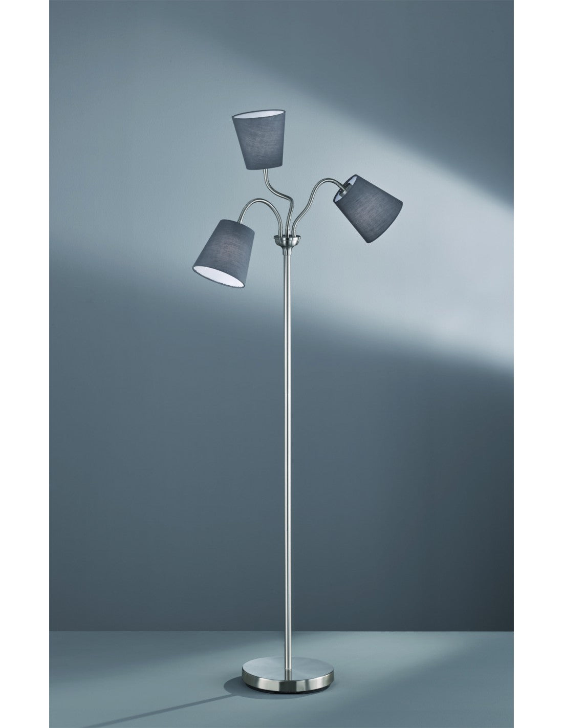 Lampadaire Windu 3xE27 Abat-jour Nickel Et Gris H140 cm Trio Lighting