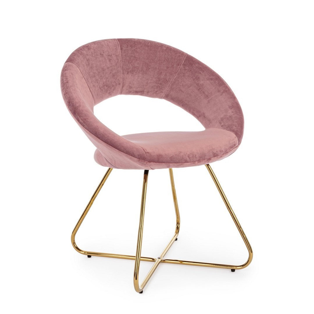 2x Fauteuil Vanity Gold en velours rose