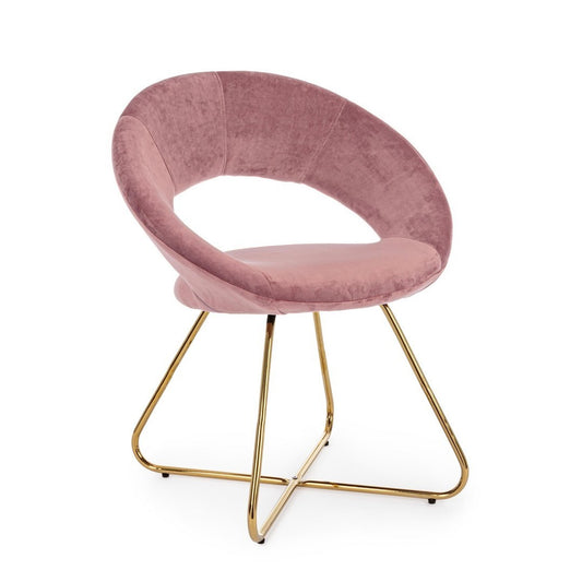 2x Fauteuil Vanity Gold en velours rose