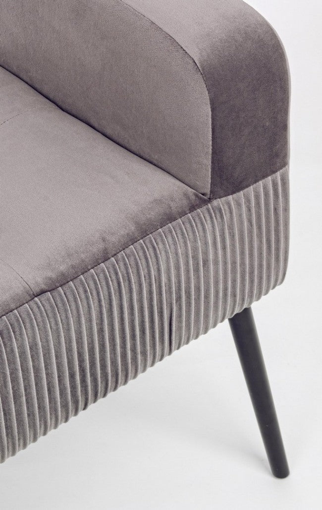 Banquette en velours gris style design 104x40x59